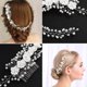 thumbnail image 3 of Diadema para mujer, peineta para el pelo de novia, Tiara nupcial, flores, tocado Floral de perlas de imitación, 3 of 5