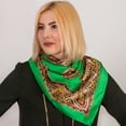 thumbnail image 6 of Noble Heritage Silk Square Shawl Green Traditions of Faberge Scarf, 6 of 7