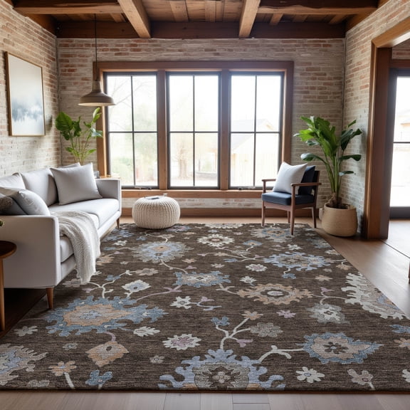Addison Rugs Mayfield Premium Machine Washable Transitional Global Chocolate Rectangle Rug, 8' x 10'