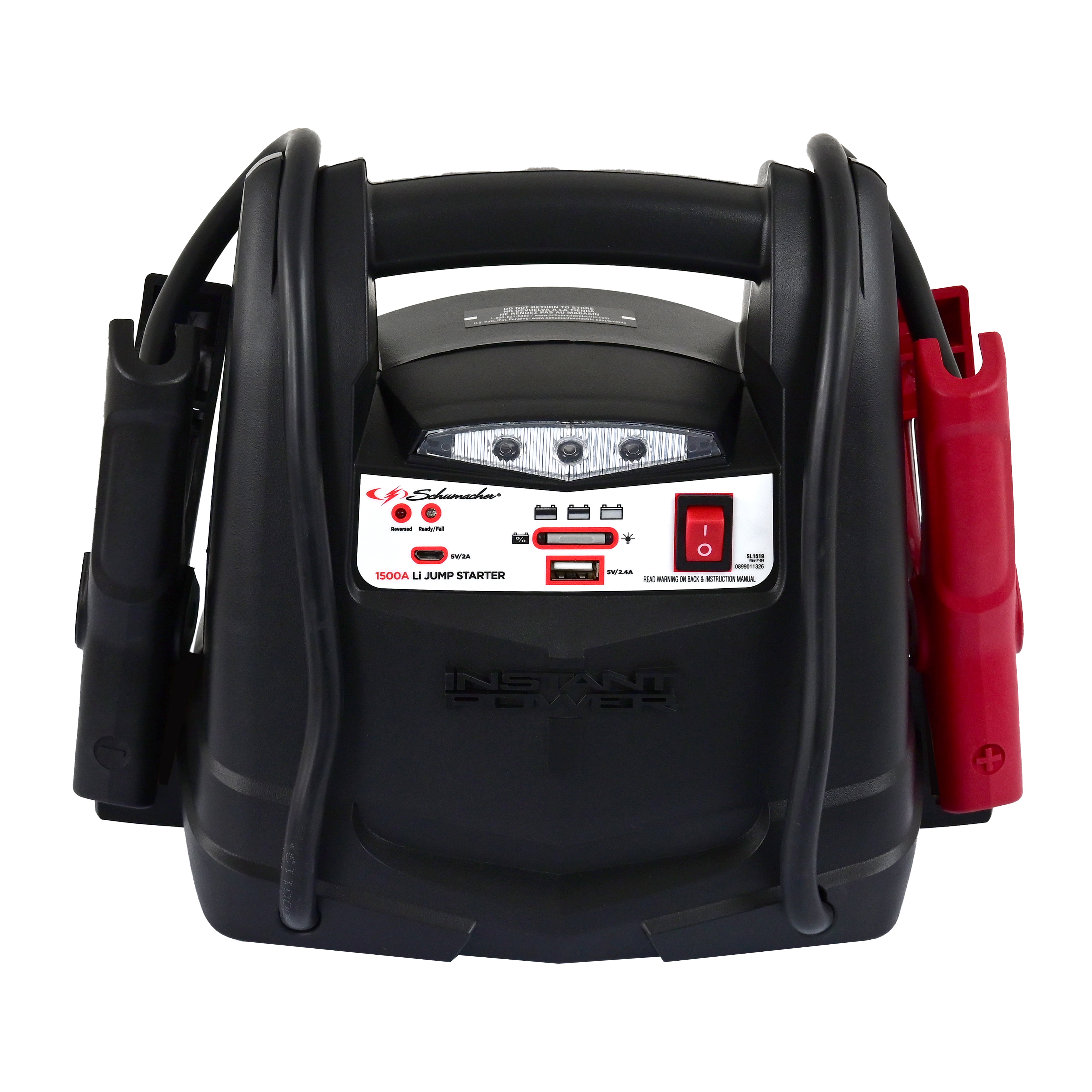 Schumacher Electric 1500A Lithium Car Battery Jump Starter and Power Station, 150-PSI Air Compressor, 12V Sport, Auto, and Marine Batteries, SL1519