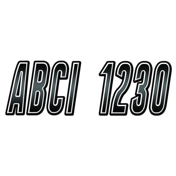 T-H Marine 3 Inch Premium Marine Vinyl UV Resistant Black Letter and Number Kit 4 Piece
