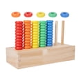 thumbnail image 2 of Juego circular de apilar anillos de madera para , ideal para el aprendizaje preescolar. Rompecabezas de clasificación de colores. Regalo, 2 of 9