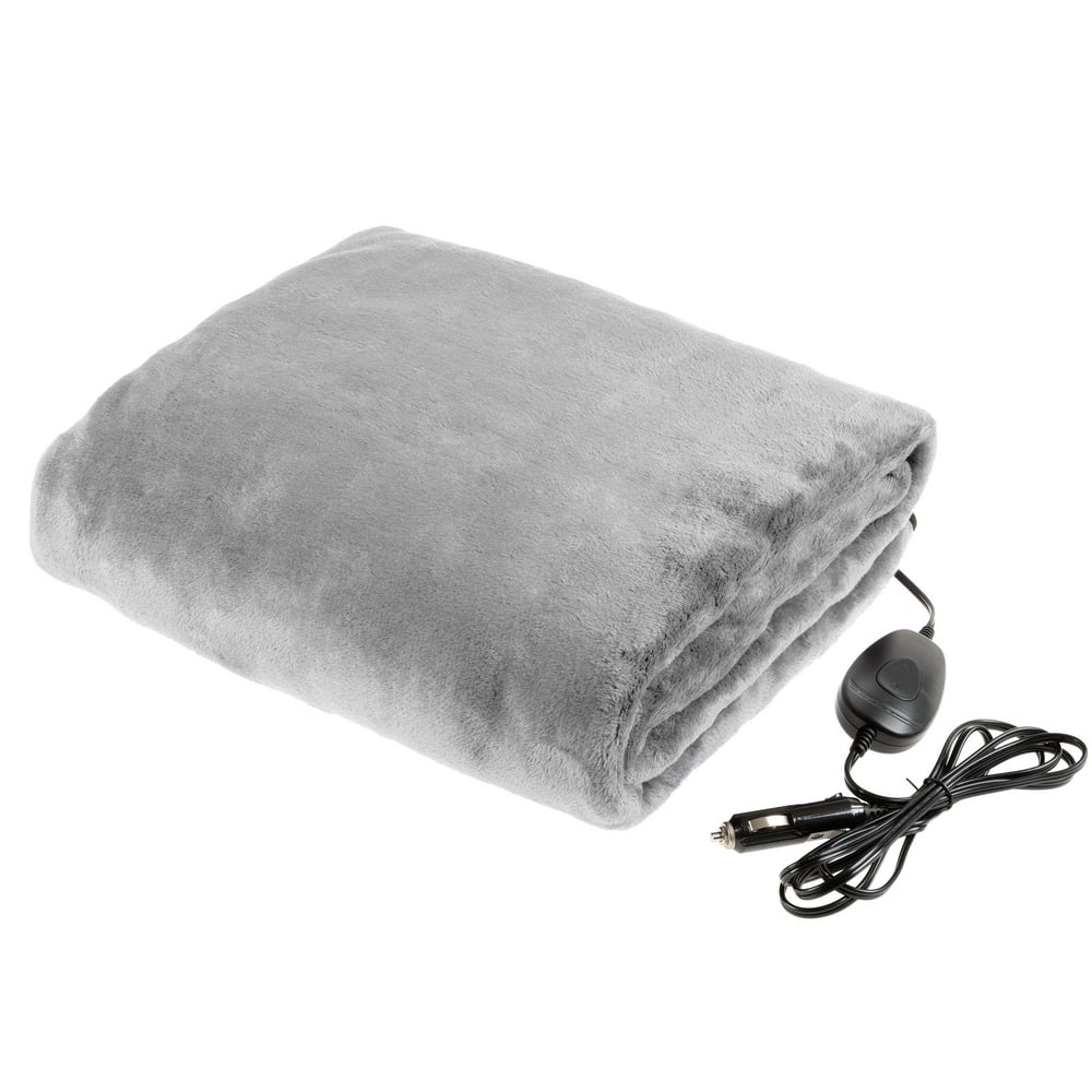 Electric Car BlanketOutdoor Heated 12V Travel Throw by Stalwart(Gray