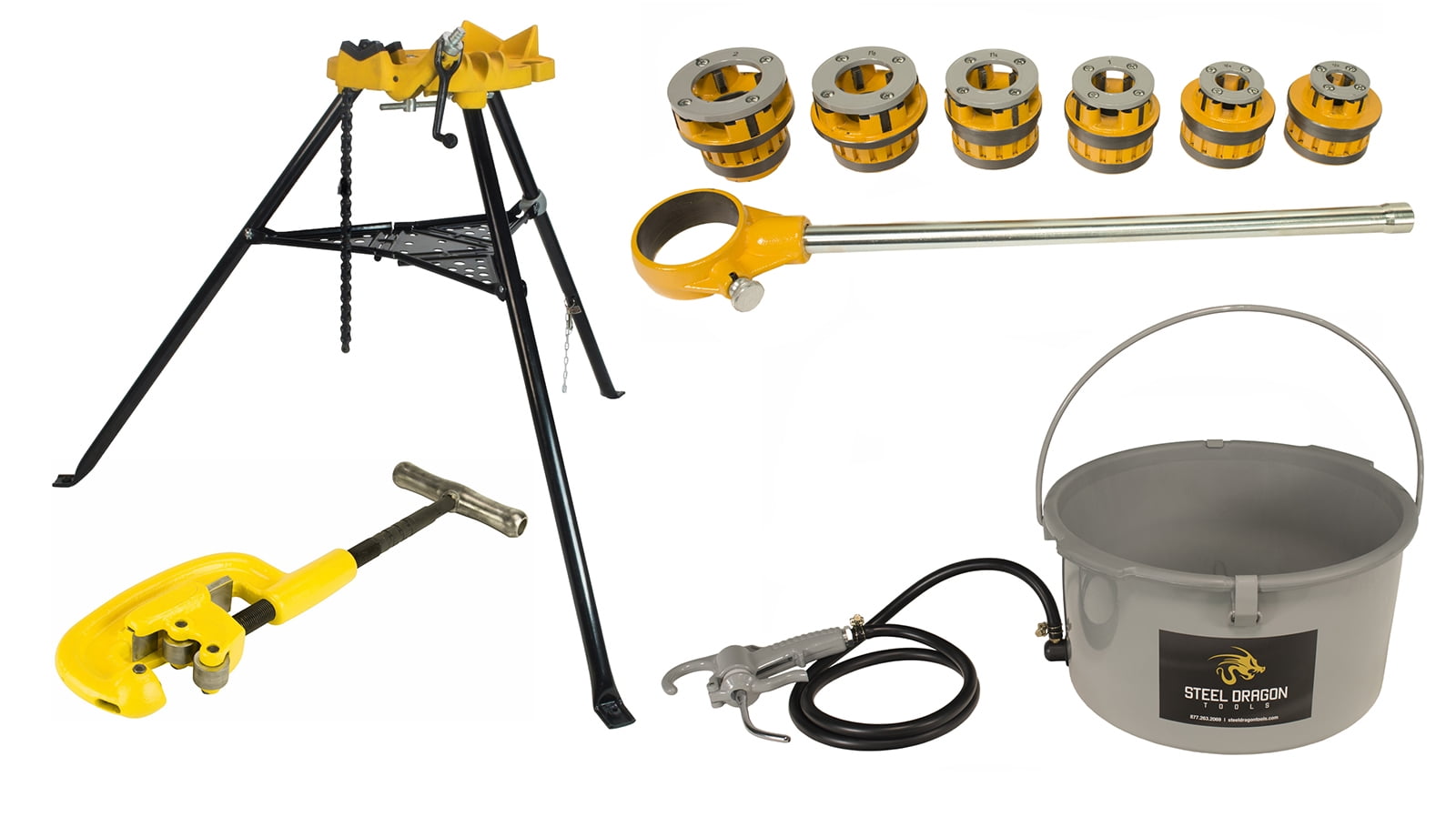 Steel Dragon Tools® 12R Manual Ratchet Pipe Threader Kit 418 Oiler 460