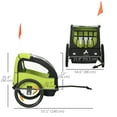 thumbnail image 3 of Aosom Remorque de Vélo 2 Places pour Enfants, Poussette pour Bébé avec Sac de Rangement, Vert, 3 of 10