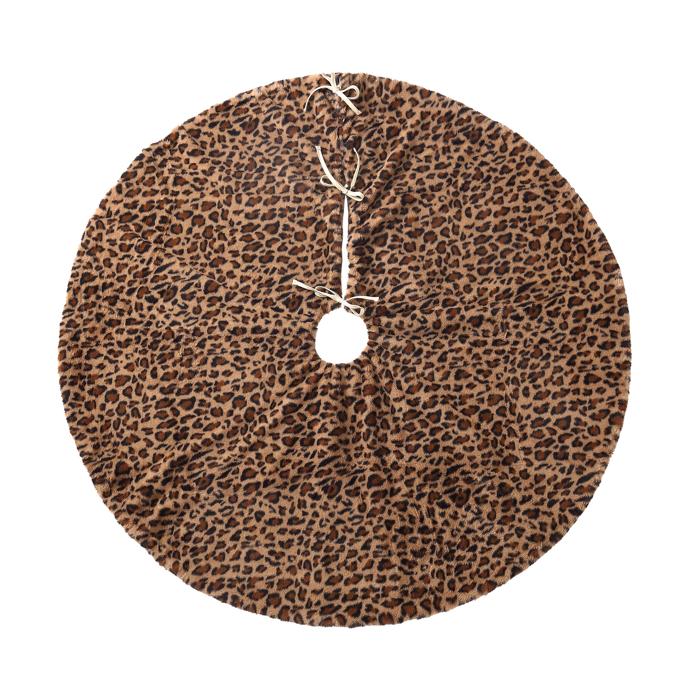 Holiday Time, Rabbit Faux Fur Leopard Print Tree Skirt, 56" - image 3 of 5