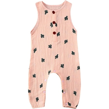 

Newborn Baby Fashion Sleeveless Cactus Print Romper for Kids Children Boys Girls Pajamas Cotton One-Piece Suit