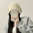 thumbnail image 2 of SikaFu Wool Hat Women In Autumn And Winter Big Head Circumference Loose Knitted Pile Hats Suo Yan Showed Face Cold Hat, 2 of 6