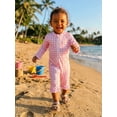 thumbnail image 6 of BemeyourBBs Newborn Baby Girl Pink One Piece Swimsuit Infant Girl Bathing Suit Flower Print Rash Guard Long Sleeve Zipper Ruffle Swimwear Summer Pool Beachwear, 6 of 9