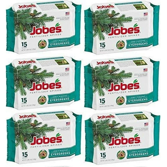 Jobe's 15-pack Jobes 01611 15 Pack Evergreen Tree Fertilizer Spikes - Quantity 6 Packages — Outdoor & Indoor Plant Use, Easy Application