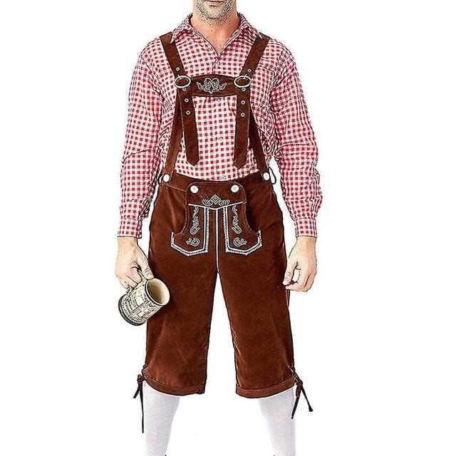 Disfraz de Oktoberfest alemán para hombre, pantalones de cuero bávaros, cerveza tradicional, disfraz elegante