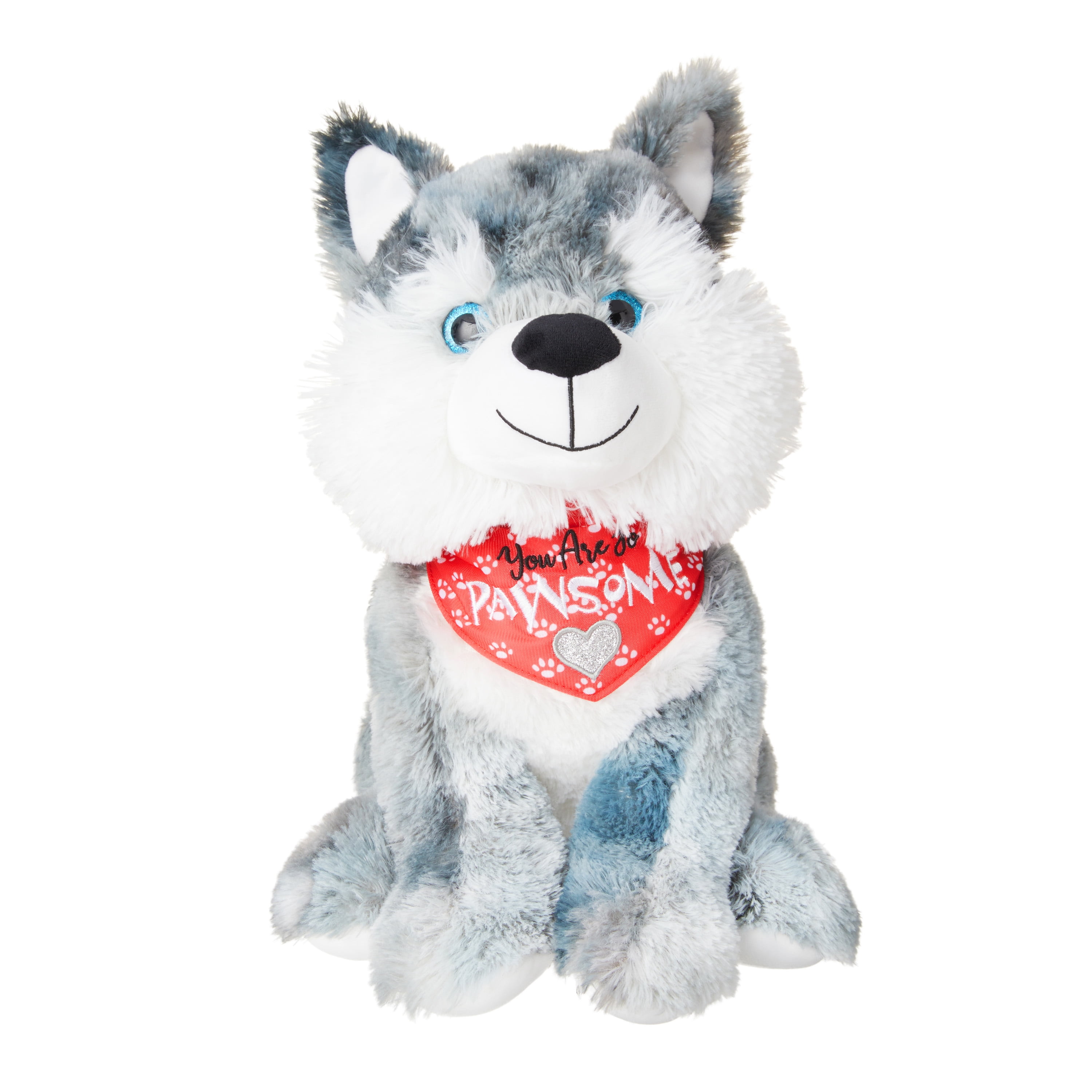 Way To Celebrate Valentine's Day Large Sitting Dog Plush Toy, Husky​ -  