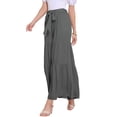 thumbnail image 4 of Pantalones Boho para Mujer INSPIRE CHIC de Día de la Madre, con cintura alta elástica, volantes, estilo palazzo, pierna ancha XL en gris, 4 of 6