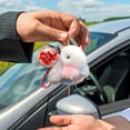thumbnail image 4 of Fwttom Model Handmades Soft Bunny Pompom Charmss Bunny Car Key Chain Pendant Everlasting Flower, 4 of 5