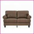 thumbnail image 6 of 59.5" Modern Classic Imitation Leather Loveseat – Brown Upholstery with Nail Trim, Removable Covers & Storage for Living Room, 6 of 10