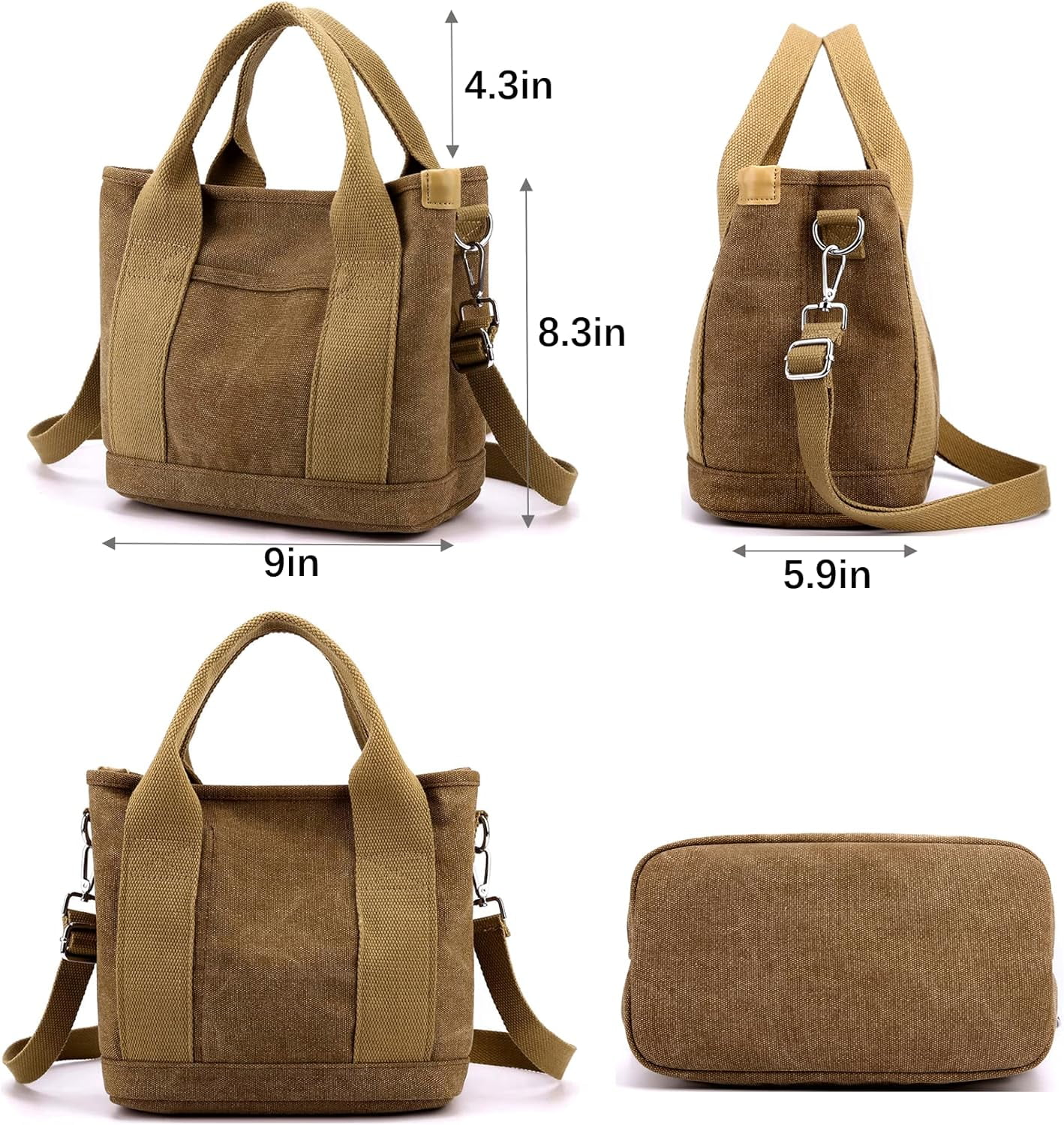 Tote Bag with Zipper Tote Bag for Women Canvas Crossbody Bag Shoulder Bag Satchel Hobo Bag Messenger Bag 2024