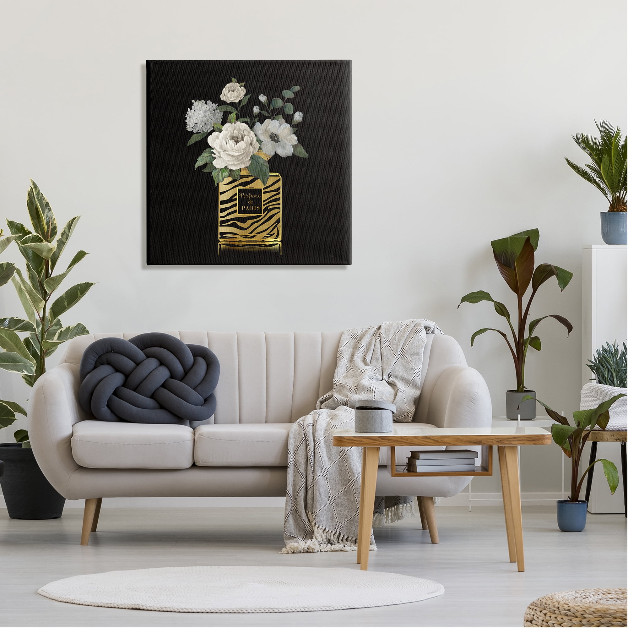Stupell Industries Blooms in Patterned Bottle Botanical & Floral Painting Gallery Wrapped Canvas Art Print Wall Art, 30 x 30