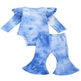 thumbnail image 3 of Newborn Baby Girl Boy Romper Bodysuit Top Ribbed Bell Bottom Pants Set 2Pcs Outfits, 3 of 6
