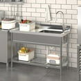 thumbnail image 5 of Stainless Steel Utility Sink, Free Standing Single Bowl Sink with Cold and Hot Water Pipe and Faucet for Laundry Room Kitchen Restaurant Garage, 5 of 7