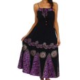 thumbnail image 1 of Sakkas Batik Triangle Smocked Empire Waist Dress - Black / Purple - One Size, 1 of 4