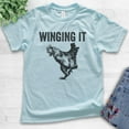 thumbnail image 2 of Kids Winging It Shirt, Youth Kids Boy Girl T-Shirt, Chicken Shirt, Chicken Wing Shirt, Light Blue, Medium, 2 of 4