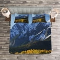 thumbnail image 3 of Ambesonne Landscape Quilted Bedspread Set 3 Pcs, Colorado Village, Queen Size, Green Blue, 3 of 3
