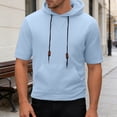 thumbnail image 2 of Curuila Mens T Shirt Hooded Short Sleeve Solid Color Summer Breathable Soft Lightweight Tops With Pocket Blue Size L, 2 of 8