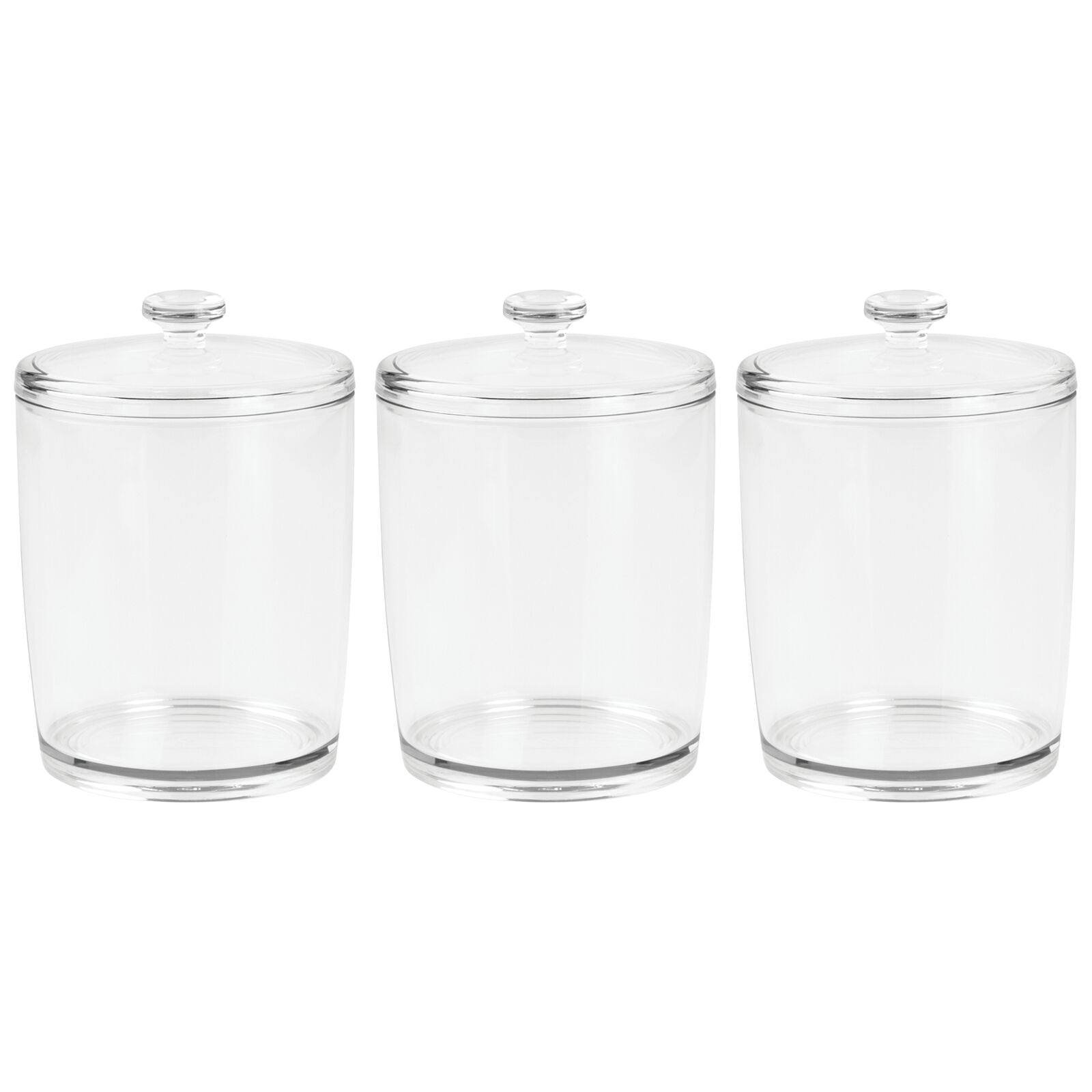 mDesign Plastic Laundry Shelf Storage Organizer Jar Holder Set for Laundry Room Storage - Holds Detergent Powder, Pods, Clothes Pins, Dryer Sheets, Scent Boosters - 3 Pack - Clear
