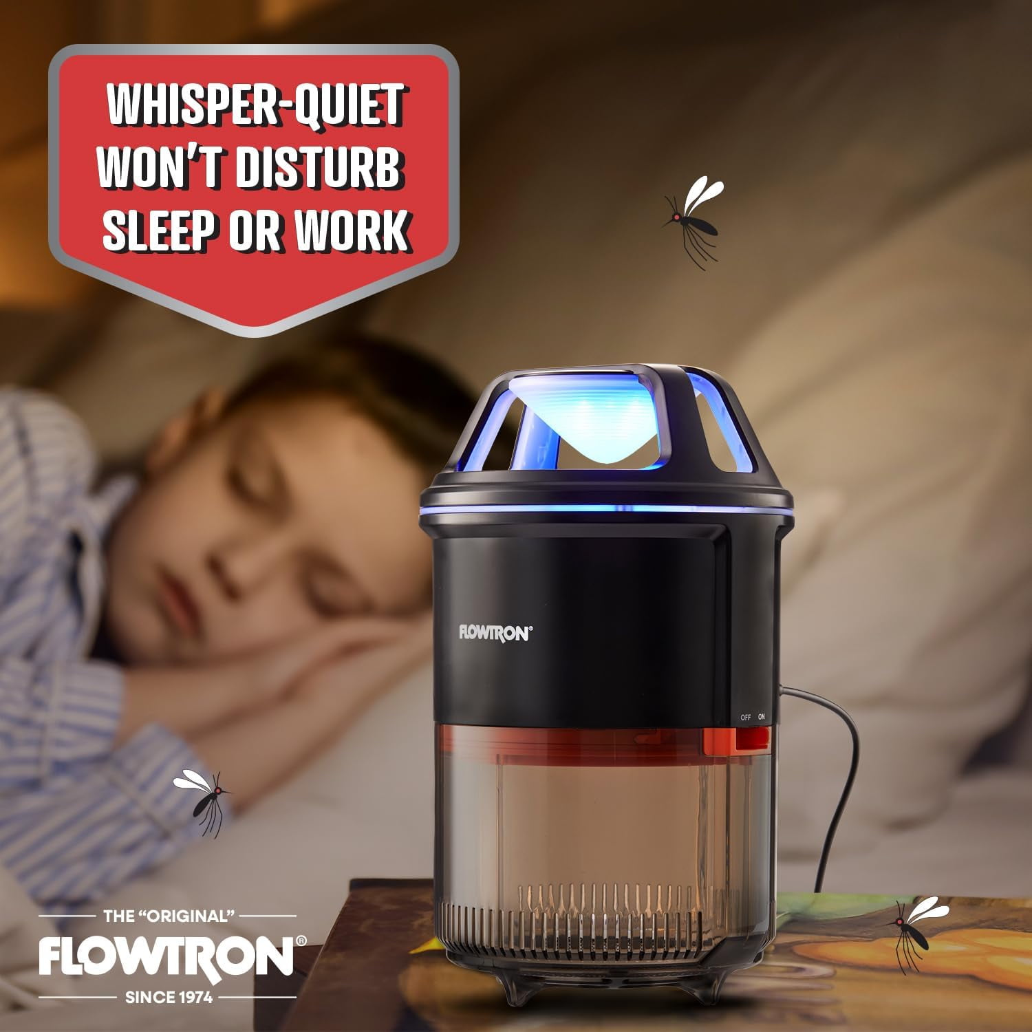 Flowtron Indoor Bug Trap with UV Light and Fan, USB-C Powered Mosquito Catcher, 860 sq ft Coverage