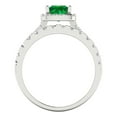 thumbnail image 4 of 2.01 ct Brilliant Princess Cut Emerald 14k White Gold Halo Solitaire with Accents Engagement Bridal Wedding Ring Band Set size 8, 4 of 7