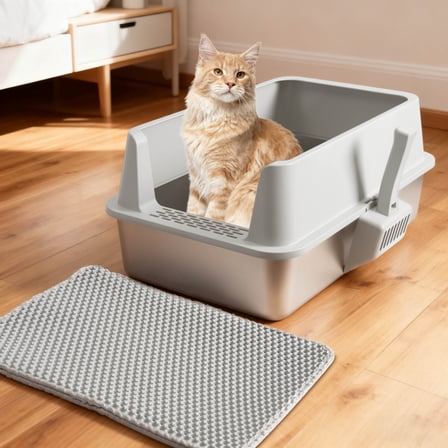 NYUTU Stainless Steel Litter Box  - Metal Cat Litter Box Cat Litterbox  Pet Toilet Supplies for Cat,No Stick Easy Clean-No Smell