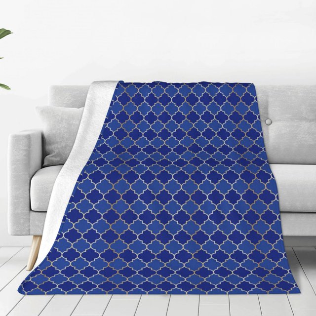 Fotbe Blue Lantern Shapes Manta de Franela Acolchonada con Estampado, Súper Suave y Esponjosa, Extra Grande para Sofá, Cama, Uso Todo el Año-40"x30"