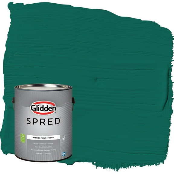 Glidden Spred Deep Veridian / Green Semi-Gloss Interior Paint with Primer, 1 Gallon