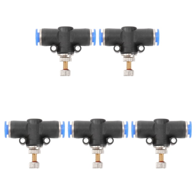 5pcs Tube 6mm 1/4' One Touch Inline Flow Control Throttle Pneumatic Connector Adapter Air Fittings Joint (Black)