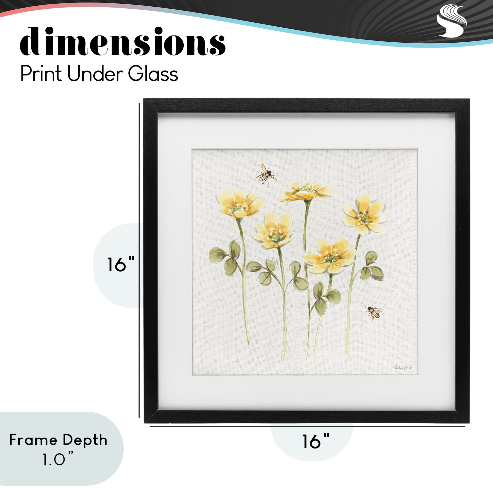Stupell Industries Sweet Yellow Honey Flowers Black Framed Print Under Glass, design by Beth Grove