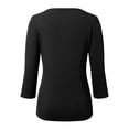thumbnail image 5 of Bibifish Womens T-Shirts Ribbed Knit Slim Fit 3/4 Sleeve T Shirts Lightweight Stretch Crewneck Tees Basic Solid Color Trendy Ladies Tops, 5 of 5