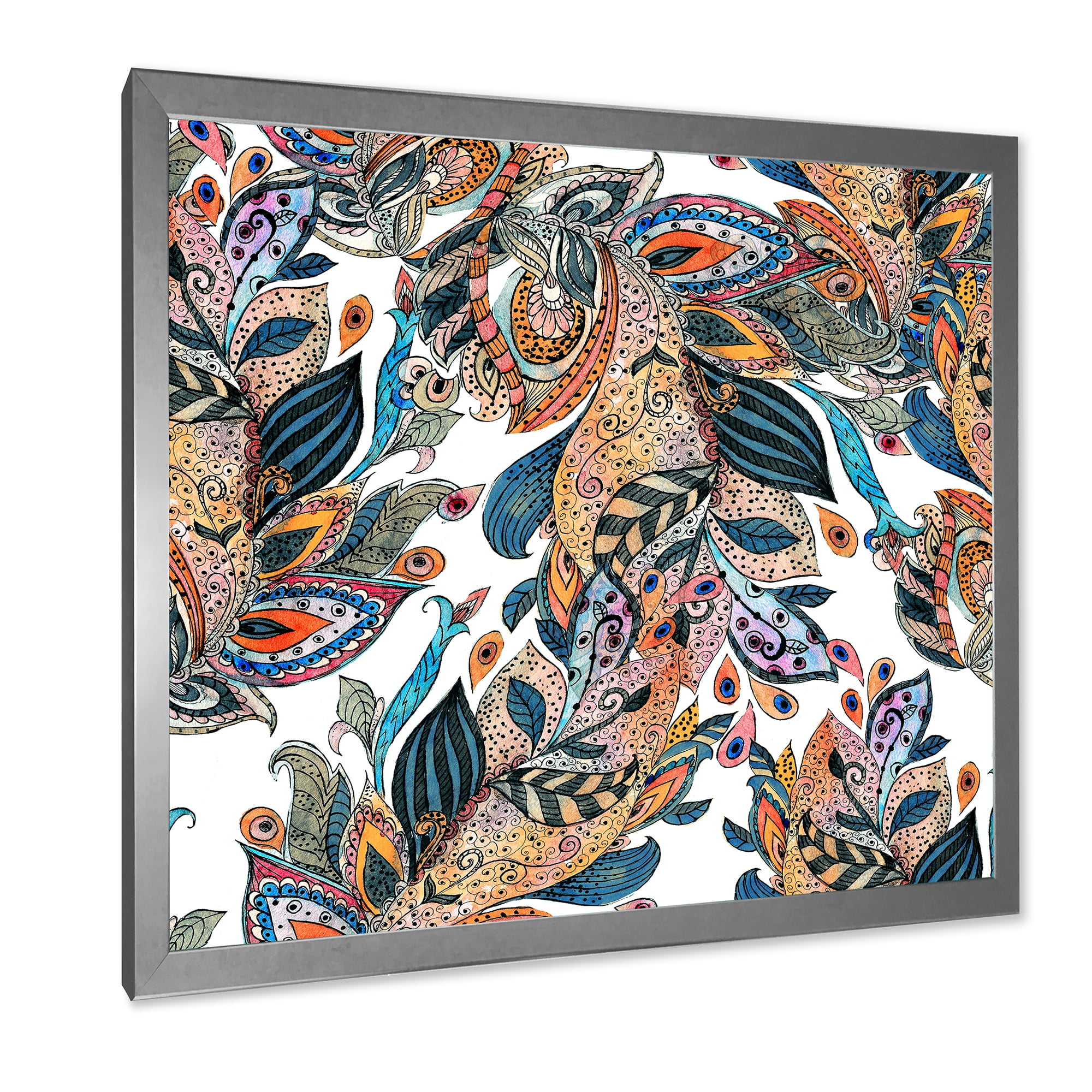 Designart 'Floral Seamless Abstract Texture Pattern' Traditional Framed Art Print