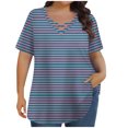 thumbnail image 1 of Tops de Manga Corta de Tamaño Más de las Mujeres, Blusas de Cuello en V Impresas de Verano de Moda para Uso Casual, Diario Y de Fiesta, 1 of 8