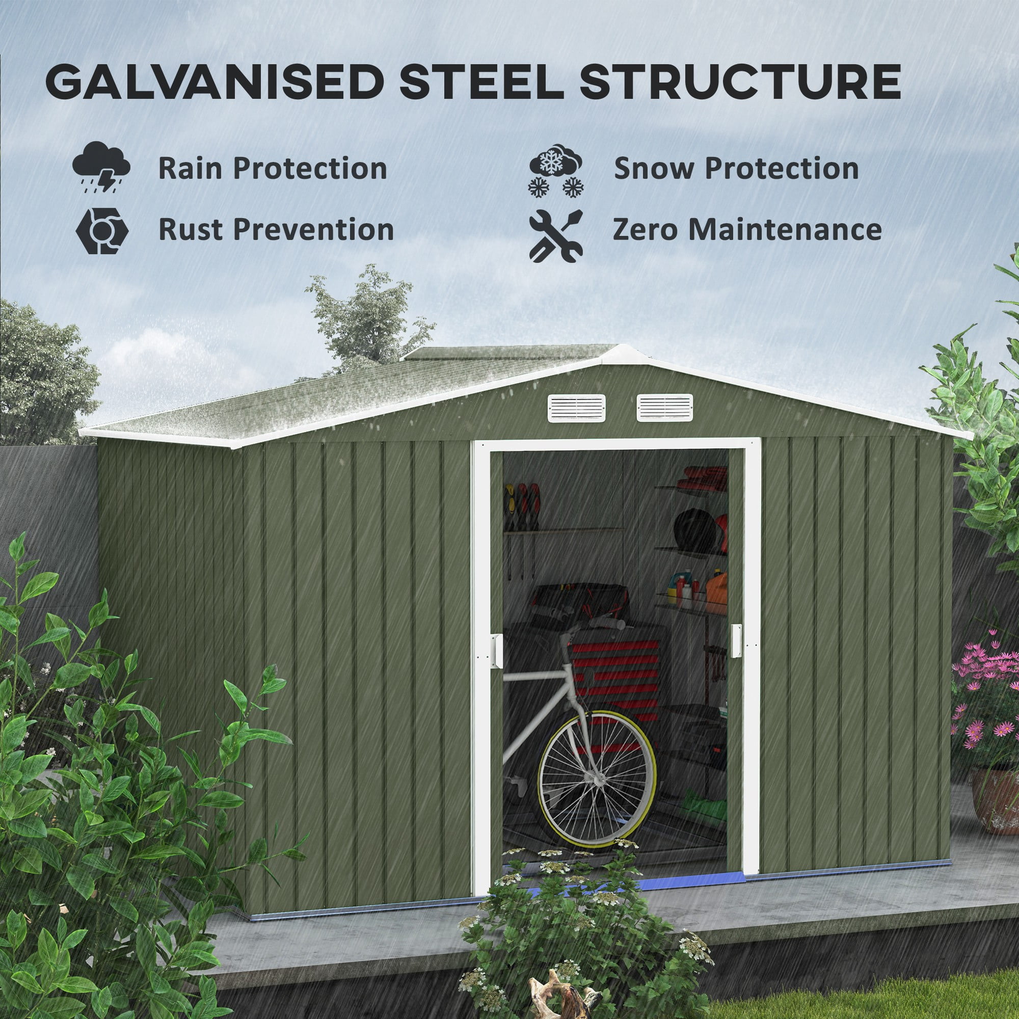 Outsunny 9'x6' Outdoor Storage Shed, Waterproof Roof Outsunny 9'x6' Outdoor Storage Shed, Waterproof Roof