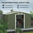 thumbnail image 4 of Outsunny Outdoor Galvanized Steel Storage Shed, 75.5" x 109" x 76.75", Green, 4 of 10