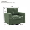 thumbnail image 5 of Swivel Accent Chair, 360-Degree Single Sofa Chair with Point-Tufted Backrest & Square Arms, Mid-Century Modern for Living Room Bedroom, Dark Green, 5 of 13