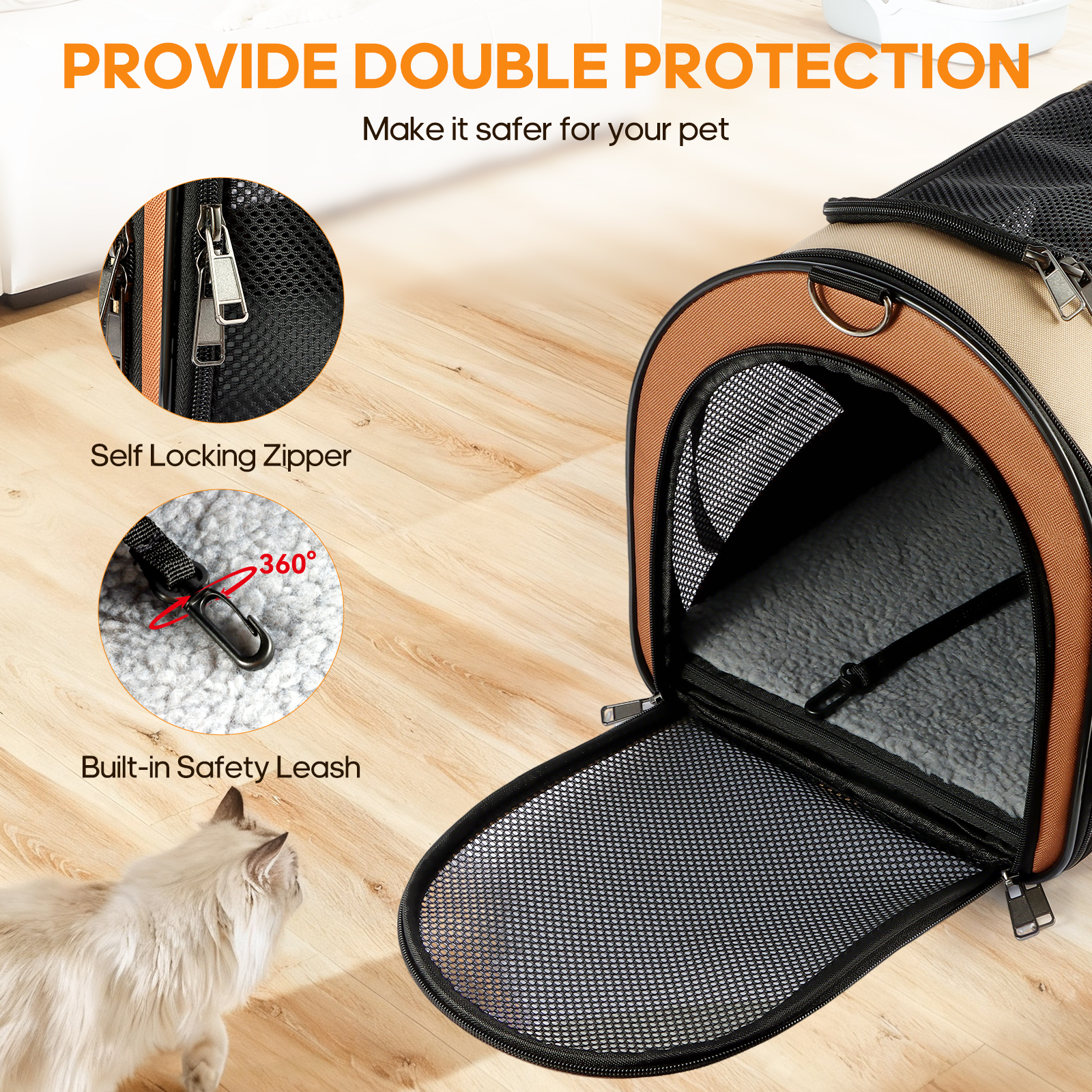 Cat Carrier Pet Travel Carriers for Medium Large Cat and Small Dog Puppy, Kitten Carriers Soft Sided, Collapsible Washable Pet Bag 18.8” x 11.8” x 12.6”