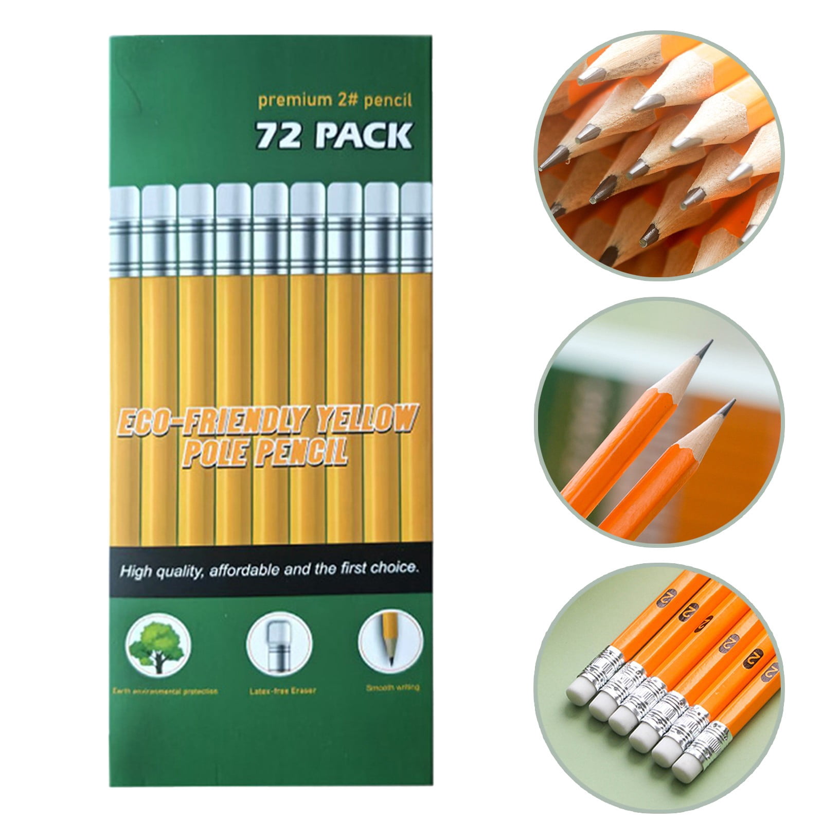 FXMLRLK 72Pcs Pre-sharpened Yellow Pencils with Erasers, Bulk Pack Graphite Pencils for Home Office Supplies, Writing, Drawing and Sketching