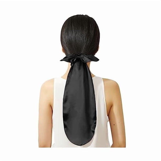 wonima11 LILYSILK 100% Silk Bonnet for Sleeping & Daily Usage, 2-in-1 Silk Hair Ties with Silk Scrunchies for Long and Curly Hair Elastic Adjustable for Women Ladies and Girls Black