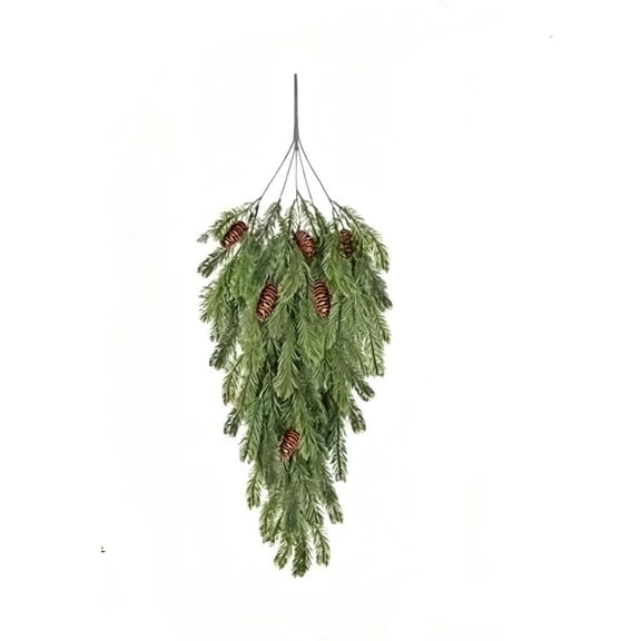 Artificial Christmas Teardrop Swags, Faux Pine Greenery Teardrop Wreath, for Door Wall Mantle Staircase Christmas Decoration