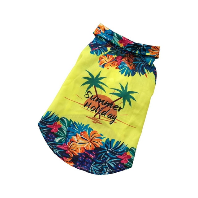 Dog Summer Beach Shirt Polyester Material Stylish Print Lightweight Breathable Button Closure for Dogs Beach Outings Casual Walks