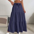 thumbnail image 2 of Loopsun Womens Summer Skirts, Women's Summer Fashion Solid Color Drawstring Pocket Elastic Waist Skirt Navy M, 2 of 5