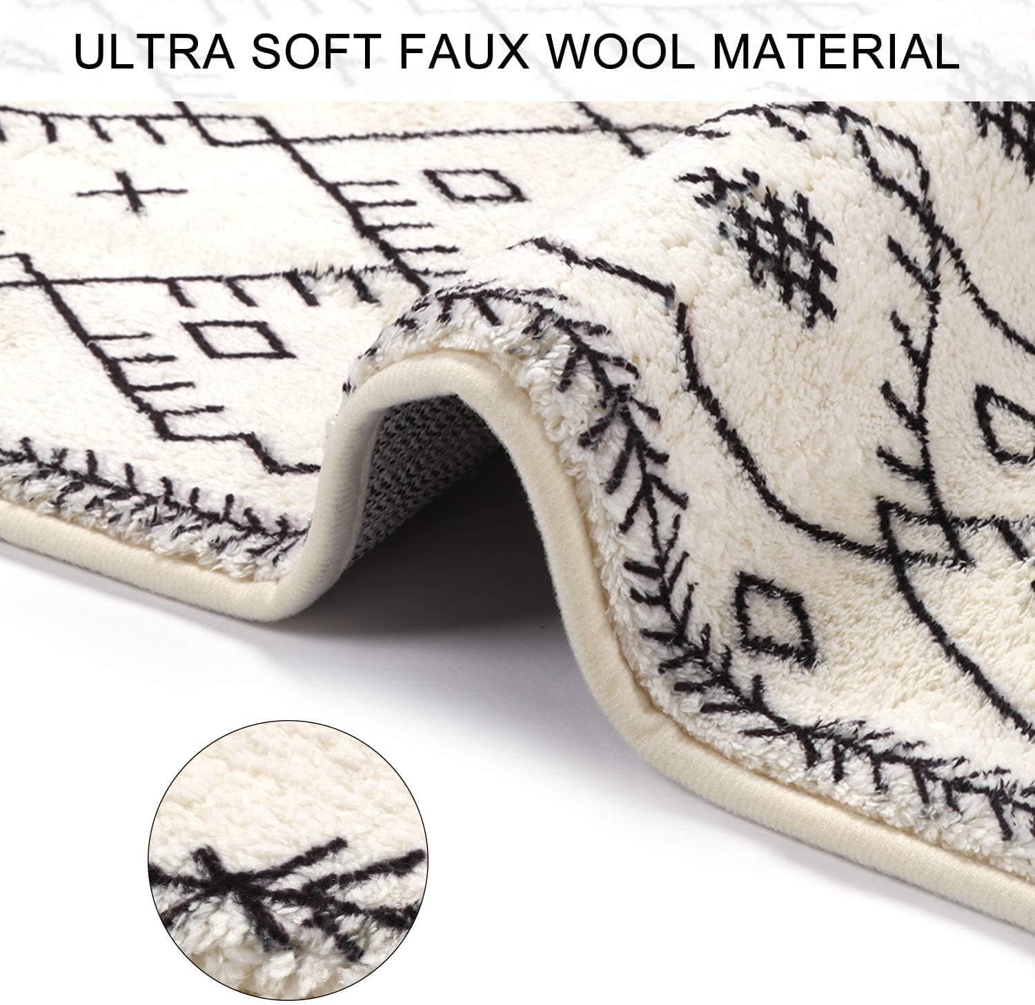 Bathroom Runner Rug 18x47 inch Long Boho Bath Mat Non-Slip Moroccan Farmhouse Gray Bath Rug Soft Velvet Machine Washable Bathroom Mats for Tub Sink Shower