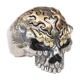thumbnail image 2 of Brass Eyebrow Copper Fire 925 Sterling Silver Skull Ring Adjust TA427 US Size 13.5, 2 of 16
