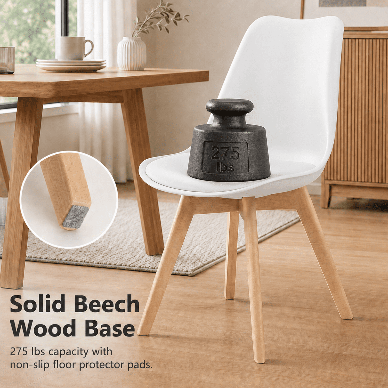 Alvantor Dining Chairs Set of 4 PU Leather, Modern Kitchen Table Chairs with Wooden Legs and Soft Padded Seat for Kitchen/Living Room/Restaurant